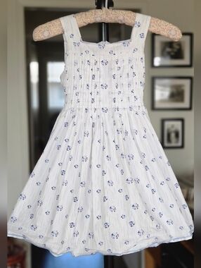 Fleurisse Girls White Floral Cotton Sundress